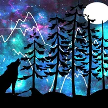 Волк под луной арт Ручная роспись креативный цифровой самодельная картина маслом живопись по номерам 24 Цвета Пигмент кисть