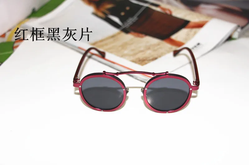 Sella/новые стильные детские уникальные круглые солнцезащитные очки, Детские крутые солнцезащитные очки в стиле панк с металлической оправой, детские летние очки UV400 - Цвет линз: Розовый