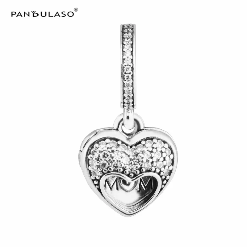 

Pandulaso I Love My Mom Heart Locket Charms For Jewelry Making Fit Charms Silver 925 Original Bracelets Mother's Day DIY Jewelry