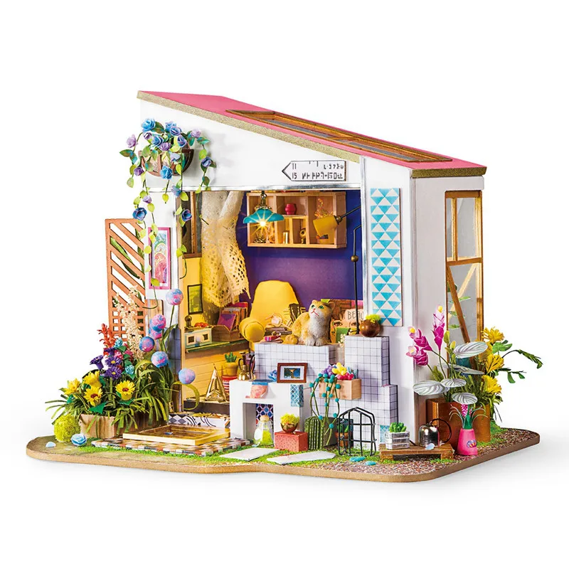 

DIY Doll House With Furniture Miniature Dollhouse Building Kits Wooden House For Dolls Handmade Model Toys For Children DG11 #E