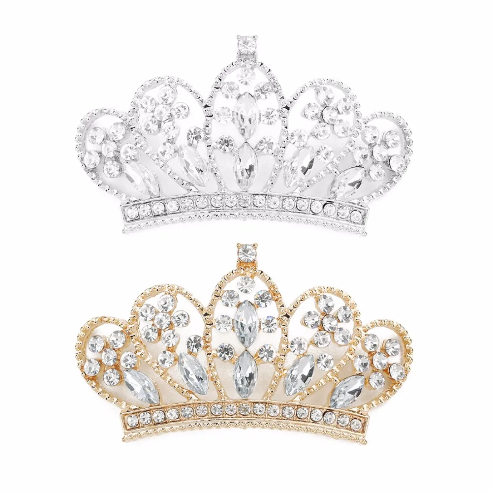 LOULEUR Роскошный Кристалл Корона золото/Посеребренная Королева Король Корона пуговицы для ювелирных аксессуаров волос, брошь, изготовление украшения