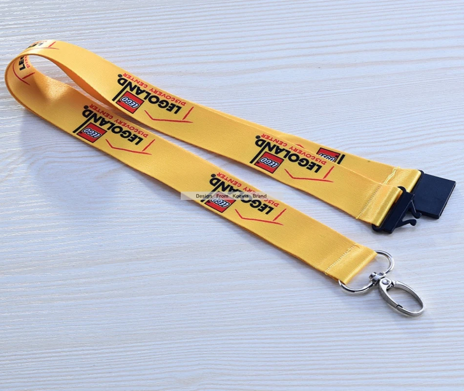 Discount Custom logo Safety Breakaway yellow Lanyards For Mobile Phone USB Holder ID Name Badge Holder Keys Metal Clip