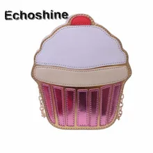 Ausgezeichnete Qualität Frauen Nette Eiscreme Cupcake Mini Taschen Leder Kette Kupplung Crossbody Mädchen Schulter Umhängetasche Neue Design