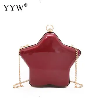 

Star Shape Clutch Bag Women Metal Handle Box Evening Handbags Fashion Female Chain Crossbody Bags Red Silver Bolsa Feminina