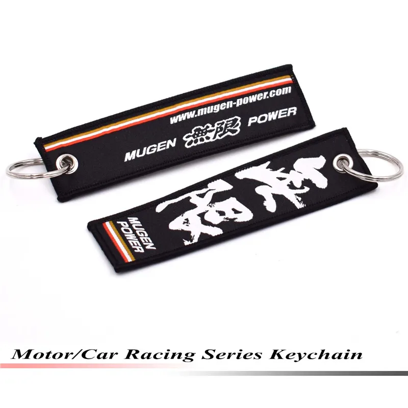 

10pcs Mugen Racing Key Ring Embroidery Keychain Luggage Tag for Honda Motorcycles and Cars Key Tag