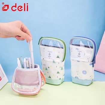 

Deli creative quality pencil big largh space pencil case for school kids office stationery supply kawaii pen box pouch bags
