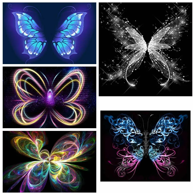 

DIY 5D Diamond Painting Cross Stitch Paint By Number Kit Mosaic Butterfly Wall Art Painting 1