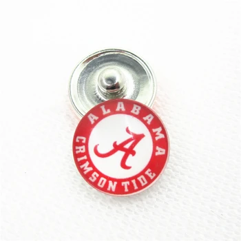 

20pcs/lot Alaba university Snap Buttons for 18mm Sports Teams Snap Bracelet&Bangles DIY Snap Jewelry Charms