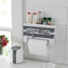 BASUPPLY 1 шт., кухонный органайзер, крепится, обертывается, Диспенсер, пленка, держатель для соуса, бутылка, обертывание, разделочная полка, бумажная стойка для хранения полотенец из фольги