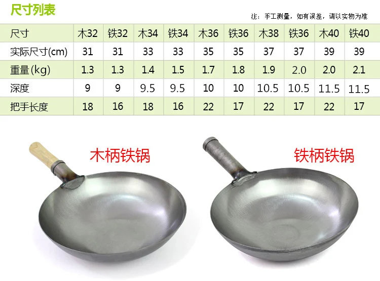 Традиционный китайский стиль железная, ручной работы шеф-повара горшок утолщение без покрытия круглое дно сковорода вок приготовление пищи горшок деревянная ручка Крышка