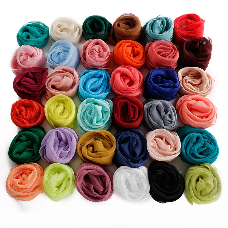 

Chiffon Scarf Solid Color Monochrome Candy Colored Silk Femme simple and elegant Scarf Women Gift Scarf Beautiful Scarves FJ008