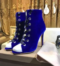 Hot Selling Royal Blue Velvet Socks Ankle Boots Peep Toe Lace-up High Heels Ladies Ankle Boots Fashion 2019 Spring Autumen Boot Hot Selling Royal Blue Velvet Socks Ankle Boots Peep Toe Lace-up High Heels Ladies Ankle Boots Fashion 2019 Spring Autumen Boot