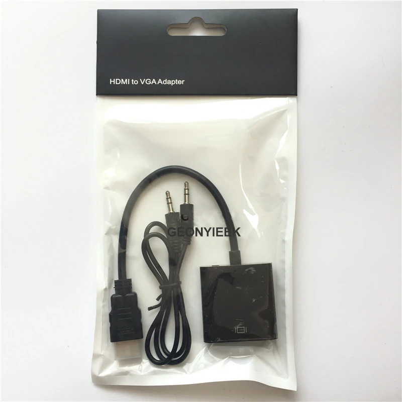 HDMI к VGA конвертер папа к женскому кабелю адаптер 1080P цифро-аналоговый видео аудио кабель для Xbox 360 PS3 ПК ноутбука - Цвет: Black with Audio