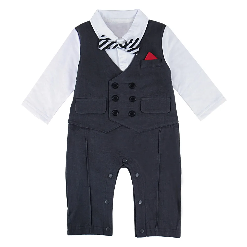 Baby Boy Suit Wedding Romper Newborn Baptism Formal Outfit Infant Party