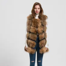 Jancoco Max S1562 New 2016 Design Lady real raccoon fur vest or women winter new style