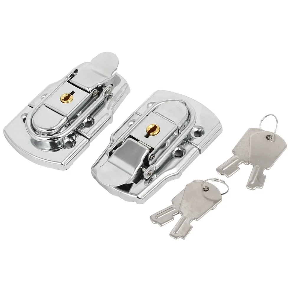 

UXCELL High Quality 2pcs Toolbox Case Metal Box Toggle Latches Hasps Keyed Locks Silver Tone 77x45x15mm