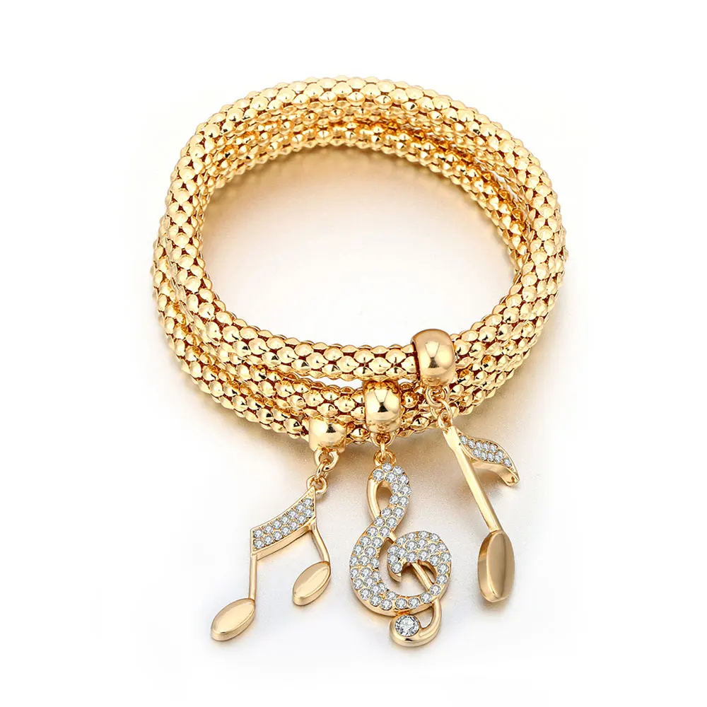 Charms Bracelet Music Note Treble Clef Bracelet Crystal Music Jewelry