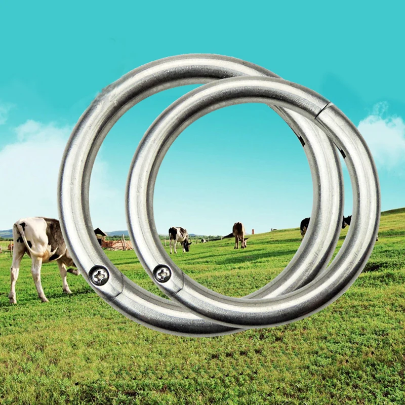 

2 Sets/lot Farm Livestock Cattle Ox Nose Ring Large Number Cattle Baoding Machine Cow Nose Clip Cow Farm Animal Equipment