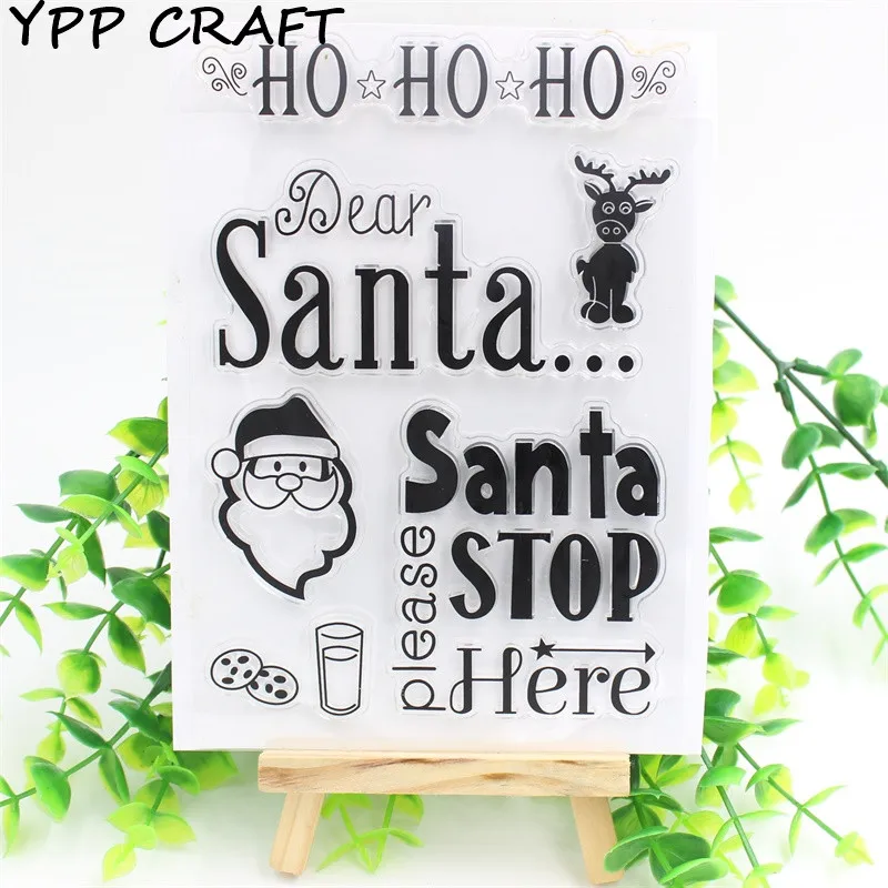 

YPP CRAFT Santa Stop Here Transparent Clear Silicone Stamp/Seal for DIY scrapbooking/photo album Decorative clear stamp sheets