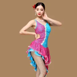 2018 Мода для девочек бального танца Конкурс платье костюм для самбы платья для сальсы женское платье в стиле латино кружева