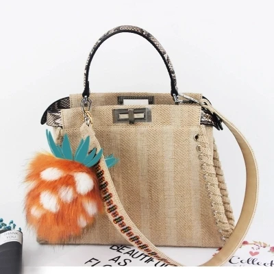 Colorful Pompon Summer Style Handbags Bohemian Boho Indian Straw Bag Colorful Pompon Summer Style Handbags Bohemian Boho Indian Straw Bag Famous Designer Brands High Quality Thai Woven Beach In Top Handle Bags From