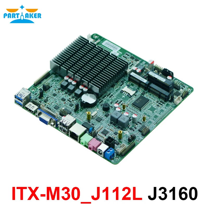 

X86 Fanless Mini Itx Motherboard with Ethernet Port OEM ODM Intel Celeron J3160 1.6GHz Quad Core Processor