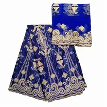 5 ярдов+ 2 ярдов индийский Базен Riche кружевная ткань с блузкой вышитая бисером золотая линия кружевная ткань для бассейна KY122202