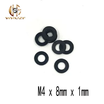 

500pcs M4 M4 x 8mm x 1mm M4*8*1 mm Black B Nylon Flat Washer Plastic Insulation Plain Ring Gasket