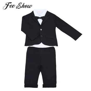 

Gentleman Baby Clothing Boy Rompers+Coat 2pcs Baby Boys Clothes Outfits Set Newborn Party Wedding Formal Tuxedo Suit Brand