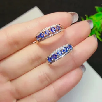 

shilovem 925 silver sterling natural Natural sapphire Rings fine Jewelry plant Customizable trendy open new gift yhj030388agl