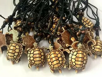 

FREE SHIPPING yqtdmy 12pcs Cool Men's Imitation Carved Surfing Turtles Totem Biker Design Necklace