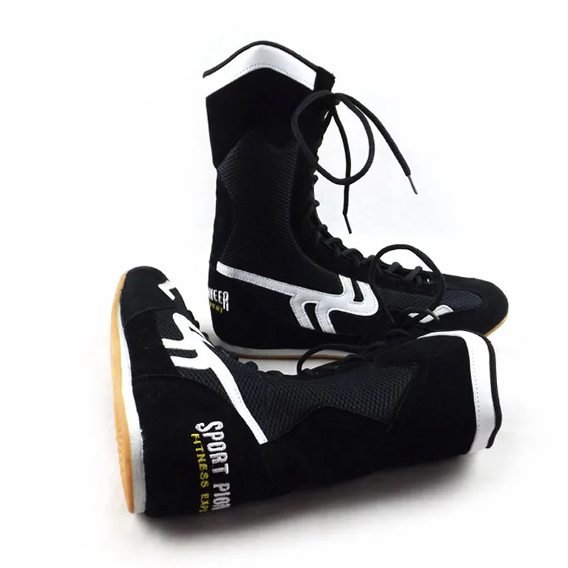 Профессиональные противоскользящие боксерские ботинки с защитой лодыжки высокие кроссовки для мужчин и женщин