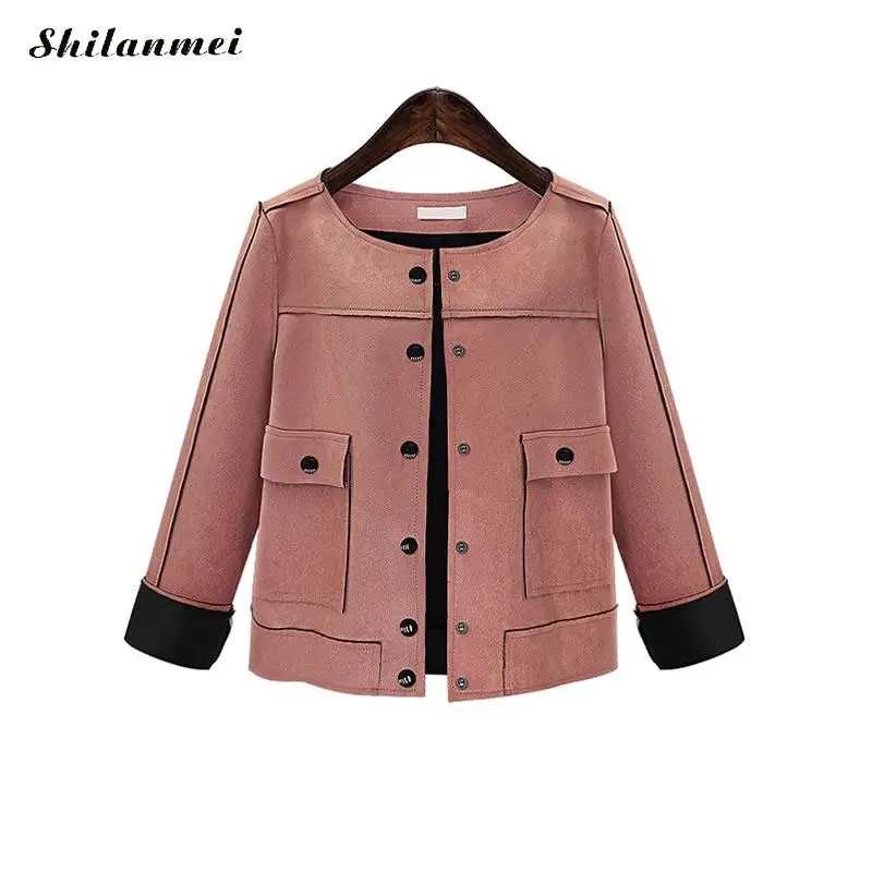 Round Neck Single Breasted Patchwork Outerwear