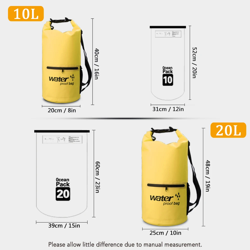 10L/20L Открытый Водонепроницаемый сухой мешок ролл-топ мешок водонепроницаемый плавающий мешок с водонепроницаемый чехол для телефона