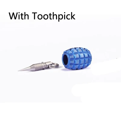 Титановый сплав нож бусы на шнурок Paracord кулон с мини зубочистка или ушной нож открытый кемпинг EDC Многофункциональный инструмент - Цвет: blue toothpick