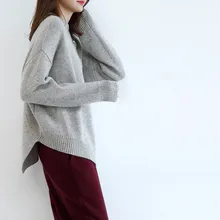 Повседневный женский свитер высокого качества из чистого кашемира свитер с круглым вырезом толстый свободный базовый Асимметричный свитер