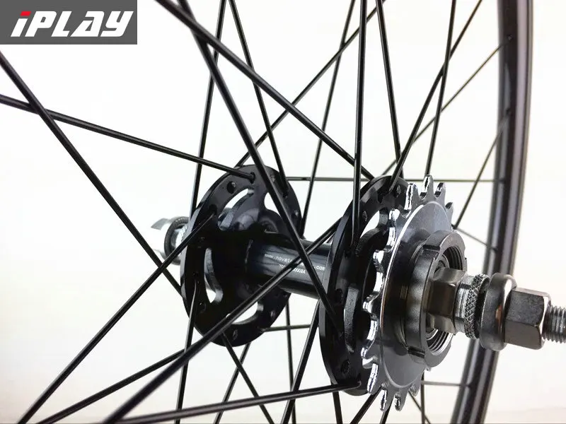 IPLAY fixed gear Карбон колеса 38 мм tubuless карбоновые колеса с фокусным расстоянием 25 мм ширина фиксированная зубчатая передача 38 бескамерная автомобильная шина для ступиц колес самоката, 23 мм ширина