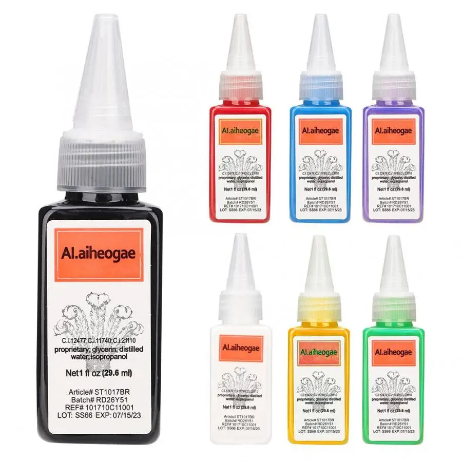 7 Colors 29.6ml Import Pure Tattoo Inks Microblading Long Lasting Tattoo Pigment Ink Semi-permanent Makeup Ink