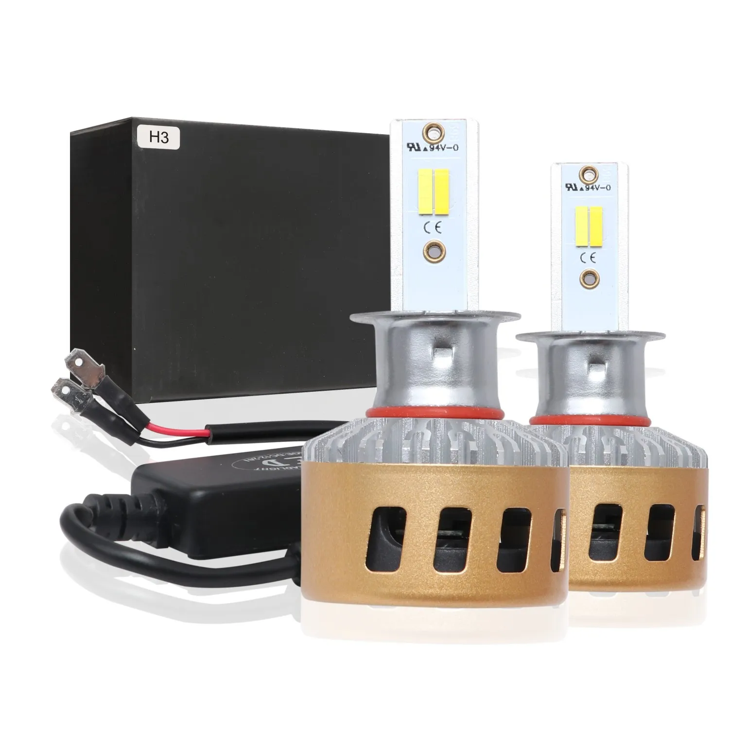 72W фары для H3 8000LM 9 V-36 V светодиодный фары комплект для переоборудования автомобиля луча лампы дальнего света 6000K желтый свет для вождения автомобиля светодиодный фары комплект