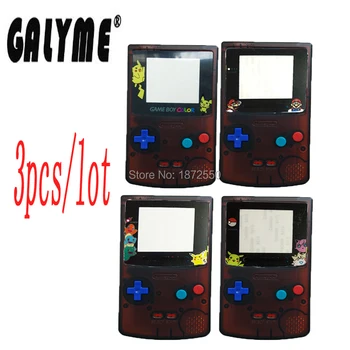 

3PCS/LOT Custom-Made Shell Mix Black-Orange Color Limited Cartoon Plastic LENS For GameboyColor Console Boy Color Game System