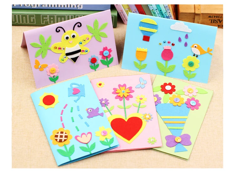 

1PCS Greeting Card Kindergarten Children DIY Handmade Thanksgiving Creative Toys For Mom Cards Material Package