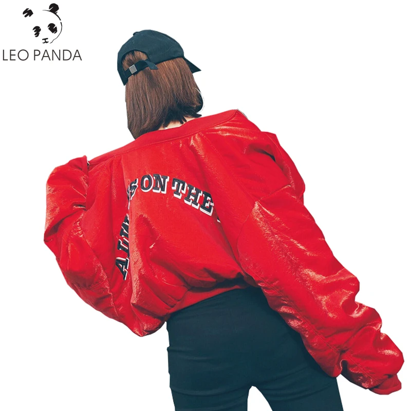 

Autumn Letters Printed Bomber Jacket Women Long Sleeve Zipper Streetwear Baseball Clothes Loose Casual Short Basic Coats LXT501