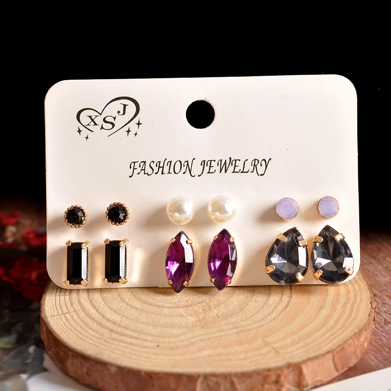 Горячая модные Великолепные женские ювелирные изделия оптом день рождения девочки мальчика вечерние жемчужные серьги для ногтей фиолетовые черные серьги агент