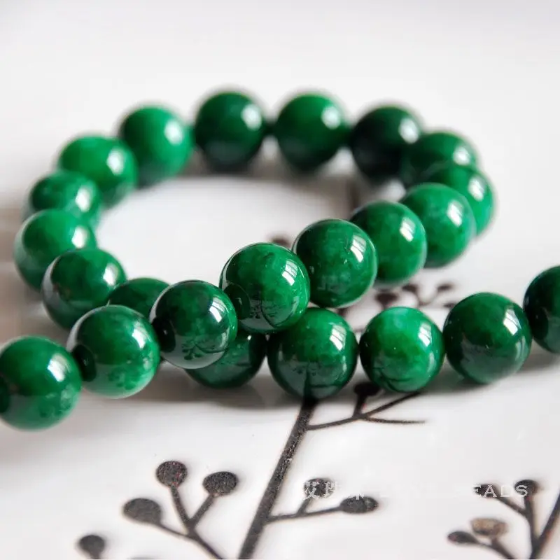 

natural dark green chalcedony 4-14mm round loose bead bracelet necklace earrings making jewelry craft finding handmade material-