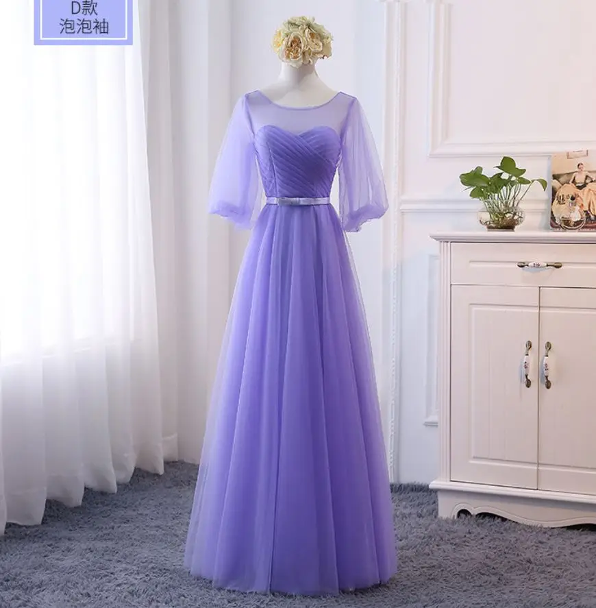 Vestidos para bodas elegantes largos, новинка, тюль, 4 стиля, небесно-голубой, lavend, платье подружки невесты, свадебное платье, настоящая фотография, gelinlik - Цвет: lavender