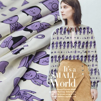 

Cartoon characters rice bottom figure printed silk crepe DE chine fabric