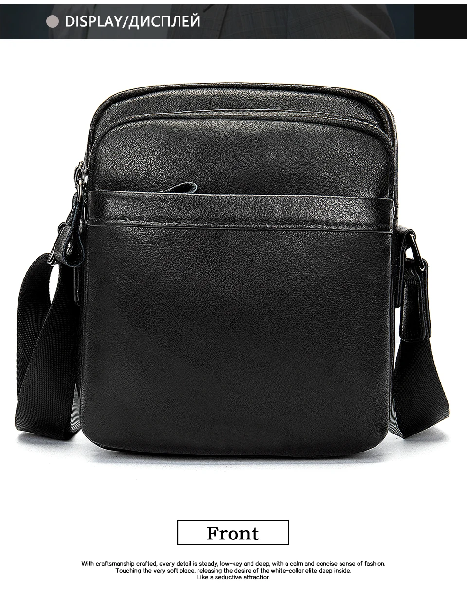 Men's Shoulder Bag for Men Crossbody Bags Genuine Leather Flap Small Male Bussiness Handbags with Zipper Messenger Bag 9