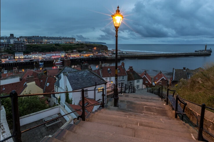 

Custom photo paper,Houses Marinas Stairs Street lights Whitby Cities England for the living room bedroom TV background wallpaper