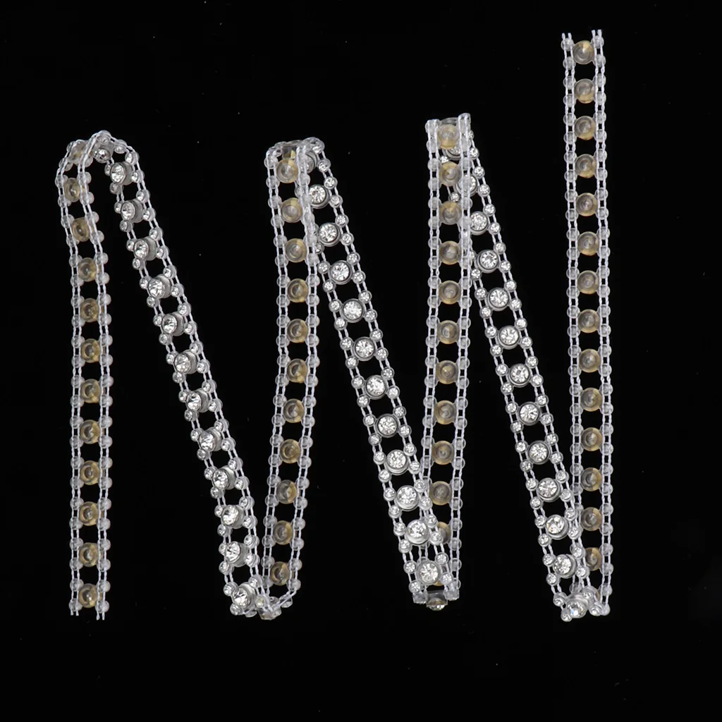 1 Yard Beaded Rhinestone Applique Sewing Trim for Headband Bridal Waist Belt Wedding Dress