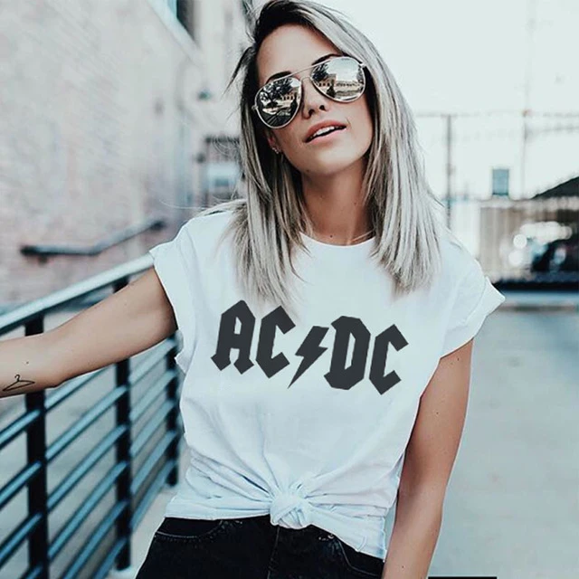 2018 Summer Fashion Women Acdc Letter Print Short Sleeve Leisure Shirt Casual Ladies Woman Tops Blusas Femininas White T Shirts Aliexpress